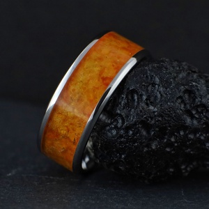 Nemesacél Gyűrű Borostyán Ásvánnyal. Vízálló, Karcálló, Anti-Allergén, Egyedi Megrendelésre! - ékszer - gyűrű - kerek gyűrű - Meska.hu