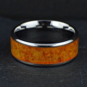 Nemesacél Gyűrű Borostyán Ásvánnyal. Vízálló, Karcálló, Anti-Allergén, Egyedi Megrendelésre! - ékszer - gyűrű - kerek gyűrű - Meska.hu