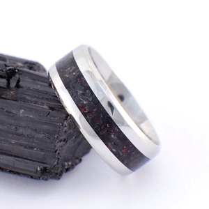 Nemesacél Gyűrű Turmalin Ásvánnyal, Fekete Tűz Opállal. Vízálló, Karcálló, Anti-Allergén - ékszer - gyűrű - kerek gyűrű - Meska.hu