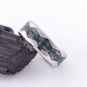 Nemesacél Gyűrű Antimonit Ásvánnyal És Zöld Opállal. Vízálló, Karcálló, Anti-Allergén, Egyedi Megrendelésre! - ékszer - gyűrű - kerek gyűrű - Meska.hu