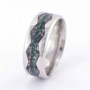 Nemesacél Gyűrű Antimonit Ásvánnyal És Zöld Opállal. Vízálló, Karcálló, Anti-Allergén, Egyedi Megrendelésre! - ékszer - gyűrű - kerek gyűrű - Meska.hu