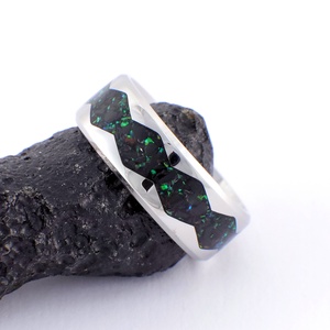 Nemesacél Gyűrű Turmalin Ásvánnyal És Zöld Opállal . Vízálló, Karcálló, Anti-Allergén, Egyedi Megrendelésre! - ékszer - gyűrű - kerek gyűrű - Meska.hu