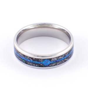 Nemesacél Gyűrű Antimonit Ásvánnyal, Kék Opállal. Vízálló, Karcálló, Anti-Allergén - ékszer - gyűrű - kerek gyűrű - Meska.hu