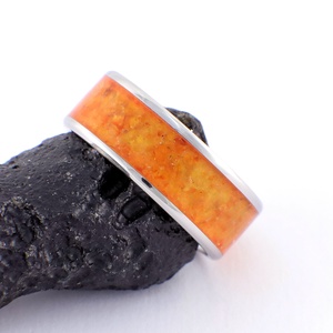 Nemesacél Gyűrű Borostyán Ásvánnyal. Vízálló, Karcálló, Anti-Allergén, Egyedi Megrendelésre! - ékszer - gyűrű - kerek gyűrű - Meska.hu