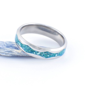 Nemesacél Gyűrű Türkiz, Kianit Ásványokkal És Sötétzöld Opállal. Vízálló, Karcálló, Anti-Allergén, Egyedi Megrendelésre! - ékszer - gyűrű - kerek gyűrű - Meska.hu