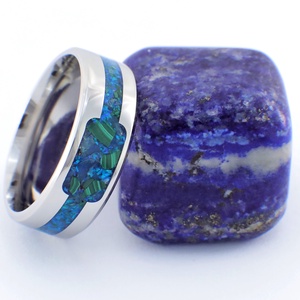 Nemesacél Gyűrű Malachite, Kék Achát Ásványokkal És Kék Opállal. Vízálló, Karcálló, Anti-Allergén, Egyedi Megrendelésre! - ékszer - gyűrű - kerek gyűrű - Meska.hu