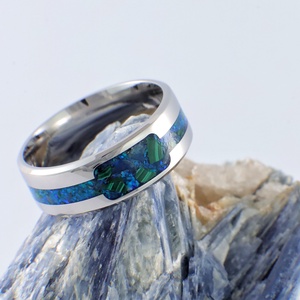 Nemesacél Gyűrű Malachite, Kék Achát Ásványokkal És Kék Opállal. Vízálló, Karcálló, Anti-Allergén, Egyedi Megrendelésre! - ékszer - gyűrű - kerek gyűrű - Meska.hu