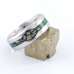 Nemesacél Gyűrű Obszidián, Pirit Ásványokkal És Sötétzöld Opállal. Vízálló, Karcálló, Anti-Allergén, Egyedi Megrendelés! - ékszer - gyűrű - kerek gyűrű - Meska.hu