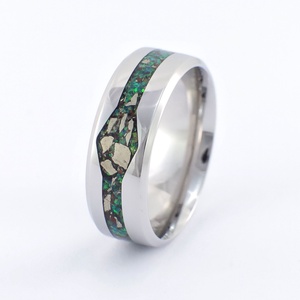 Nemesacél Gyűrű Obszidián, Pirit Ásványokkal És Sötétzöld Opállal. Vízálló, Karcálló, Anti-Allergén, Egyedi Megrendelés!, Ékszer, Gyűrű, Kerek gyűrű, Ékszerkészítés, MESKA