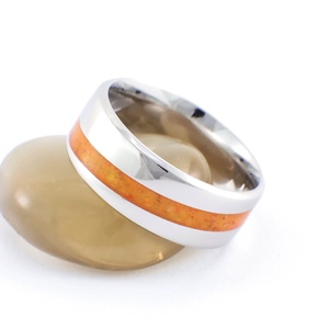 Nemesacél Gyűrű Borostyán Ásvánnyal. Vízálló, Karcálló, Anti-Allergén, Egyedi Megrendelésre! - ékszer - gyűrű - kerek gyűrű - Meska.hu