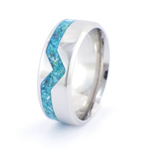 Nemesacél Gyűrű Türkiz Ásvánnyal És Kék Opállal. Vízálló, Karcálló, Anti-Allergén, Egyedi Megrendelésre!, Ékszer, Gyűrű, Kerek gyűrű, Ékszerkészítés, MESKA