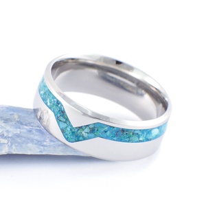 Nemesacél Gyűrű Türkiz Ásvánnyal És Kék Opállal. Vízálló, Karcálló, Anti-Allergén, Egyedi Megrendelésre! - ékszer - gyűrű - kerek gyűrű - Meska.hu