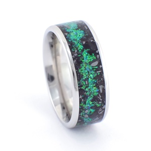 Nemesacél Gyűrű Turmalin, Hematit Ásványokkal És Zöld Opállal. Vízálló, Karcálló, Anti-Allergén, Egyedi Megrendelésre!, Esküvő, Ékszer, Karikagyűrű, Ékszerkészítés, MESKA