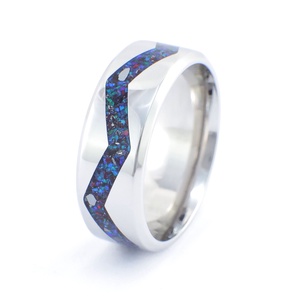 Nemesacél Gyűrű Antimonit Ásvánnyal És Fekete, Lila Opálokkal. Vízálló, Karcálló, Anti-Allergén, Egyedi Megrendelésre! - ékszer - gyűrű - kerek gyűrű - Meska.hu