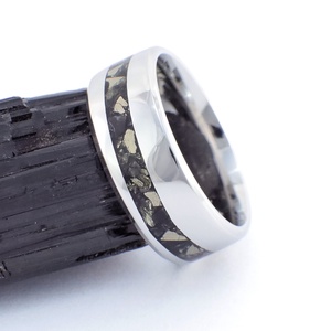 Nemesacél Gyűrű Pirit És Obszidián Ásványokkal. Vízálló, Karcálló, Anti-Allergén, Egyedi Megrendelésre! - ékszer - gyűrű - kerek gyűrű - Meska.hu