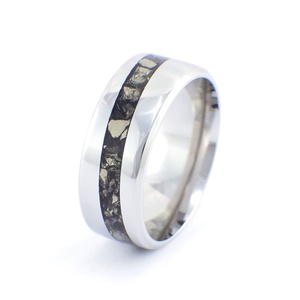 Nemesacél Gyűrű Pirit És Obszidián Ásványokkal. Vízálló, Karcálló, Anti-Allergén, Egyedi Megrendelésre!, Ékszer, Gyűrű, Kerek gyűrű, Ékszerkészítés, MESKA