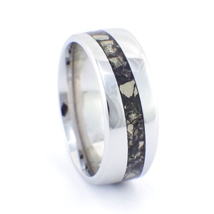 Nemesacél Gyűrű Pirit És Obszidián Ásványokkal. Vízálló, Karcálló, Anti-Allergén, Egyedi Megrendelésre! - ékszer - gyűrű - kerek gyűrű - Meska.hu