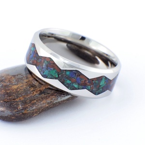 Nemesacél Gyűrű Mahagóni Obszidián, Krizokolla, Lapis Lazuli Ásványokkal. Vízálló, Karcálló, Anti-Allergén - ékszer - gyűrű - kerek gyűrű - Meska.hu