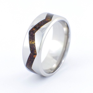 Nemesacél Gyűrű Borostyán Ásvánnyal És Fekete Opállal. Vízálló, Karcálló, Anti-Allergén, Egyedi Megrendelésre!, Ékszer, Gyűrű, Kerek gyűrű, Ékszerkészítés, MESKA