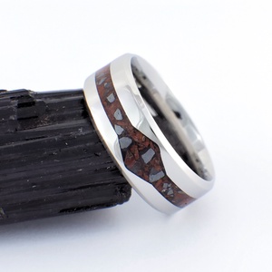 Nemesacél Gyűrű Mahagóni Obszidián És Hematit Ásványokkal. Vízálló, Karcálló, Anti-Allergén, Egyedi Megrendelésre! - ékszer - gyűrű - kerek gyűrű - Meska.hu