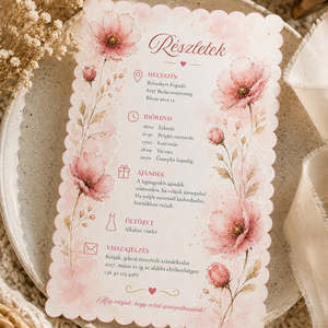 Akvarell Virágos Kézműves Esküvői Meghívó Szett - esküvő - meghívó & kártya - meghívó - Meska.hu