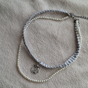 Tengerész Choker , Ékszer, Nyaklánc, Medálos nyaklánc, Gyöngyfűzés, gyöngyhímzés, MESKA