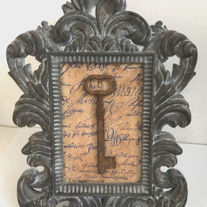 Egyedi romantikus képkeret - régi kulcs - antik - barokk - vintage hangulat - shabby  chic stílus - kézzel készült darab - Meska.hu