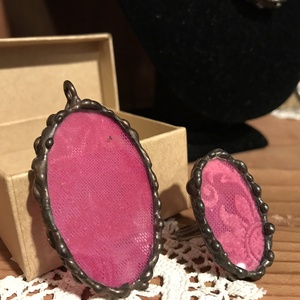 Tiffany-Magenta  ékszerszett, Ékszer, Ékszerszett, Ötvös, Üvegművészet, MESKA