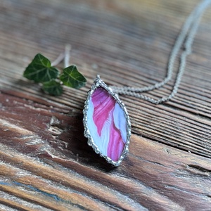 Tiffany - pink üveg - nyaklánc - ékszer - nyaklánc - medálos nyaklánc - Meska.hu