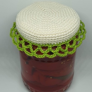 Befőttesüveg tetőre horgolt sapka  - otthon & életmód - konyhafelszerelés, tálalás - konyhai dekoráció - konyhai dísz - Meska.hu