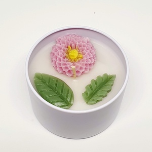 Tégelyes illatgyertya rózsaszín virággal - otthon & életmód - gyertya, illat, aroma - gyertya - Meska.hu