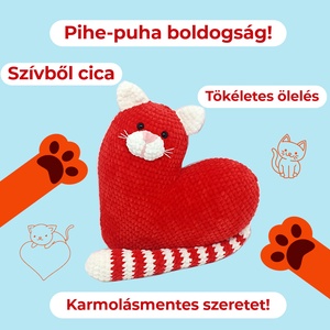 Szívből cica  vagy cicából szív? Plüss horgolt párna. - otthon & életmód - babaszoba, gyerekszoba - gyerek díszpárna - Meska.hu