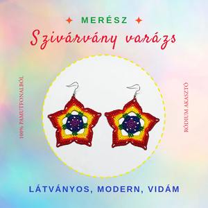 Szivárvány varázs horgolt fülbevaló, Ékszer, Fülbevaló, Lógó fülbevaló, Horgolás, MESKA