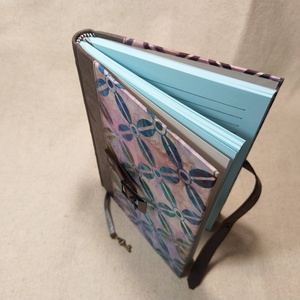 A/5 Kék, bőr/textil kötésű, csatos, vonalas napló - otthon & életmód - papír, írószer - jegyzetfüzet & napló - Meska.hu