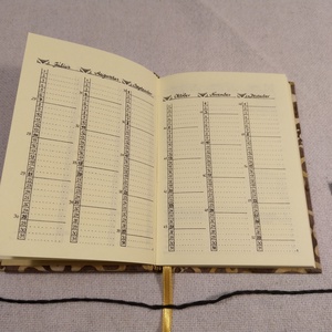 A/6 határidőnapló, barna-sárga kacsos, gombos - otthon & életmód - papír, írószer - jegyzetfüzet & napló - Meska.hu