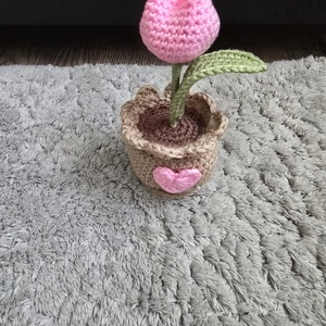Horgolt mini tulipán, Otthon & Életmód, Dekoráció, Virágdísz és tartó, Cserép & Kaspó, Horgolás, MESKA