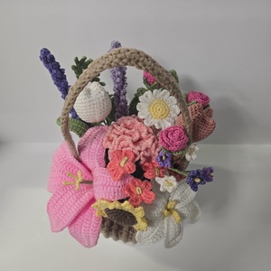 Horgolt tavaszi virágkosár - Meska.hu