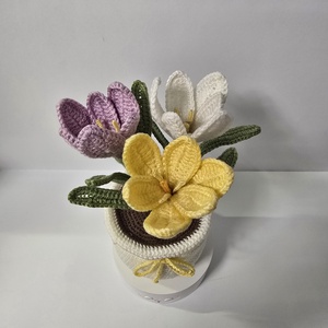Horgolt kaspós Krokkusz virág - otthon & életmód - virágdekoráció - virágdíszek - virágdísz kaspóban - Meska.hu
