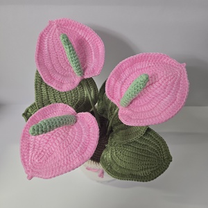 Horgolt flamingó virág kaspóban - otthon & életmód - virágdekoráció - virágdíszek - virágdísz kaspóban - Meska.hu