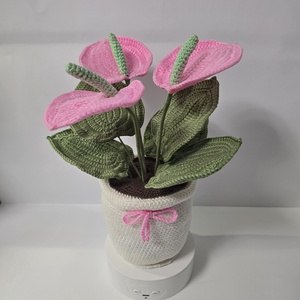 Horgolt flamingó virág kaspóban, Otthon & Életmód, Virágdekoráció, Virágdíszek, Virágdísz kaspóban, Horgolás, MESKA