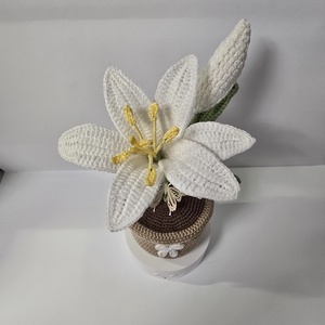 Horgolt liliom kaspóban, Otthon & Életmód, Virágdekoráció, Virágdíszek, Virágdísz kaspóban, Horgolás, MESKA
