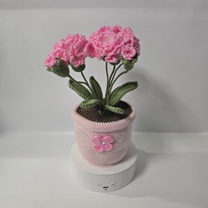 Horgolt szegfű kaspóban, Otthon & Életmód, Virágdekoráció, Virágdíszek, Virágdísz kaspóban, Horgolás, MESKA