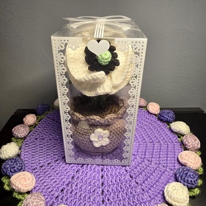 Horgolt pipacs kaspóban - otthon & életmód - virágdekoráció - virágdíszek - virágdísz kaspóban - Meska.hu