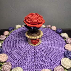 Horgolt mini rózsa kaspóban - Meska.hu