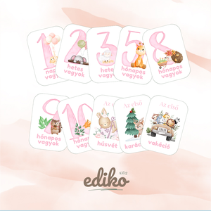 Digitális babakártyák  24 nyomtatható lányos mérföldkő kártya, Művészet, Grafika & Illusztráció, Digitális, Fotó, grafika, rajz, illusztráció, MESKA