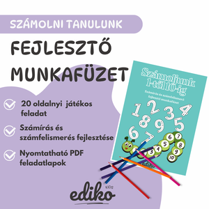 Számoljunk 1-től 10-ig -Számírás és számfelismerő fejlesztő munkafüzet (nyomtatható PDF) - Meska.hu