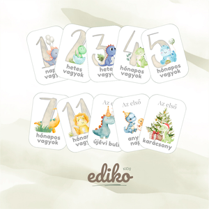 Digitális babakártyák � 24 nyomtatható dinós mérföldkő kártya  - baba - mama - babafotózás - baba mérföldkő kártyák - Meska.hu