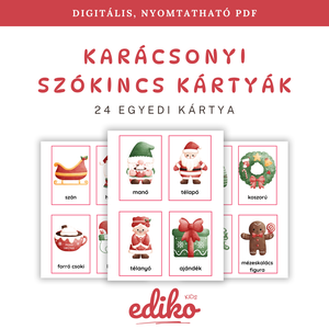 Karácsonyi szókincs kártyacsomag (nyomtatható PDF)  - Meska.hu