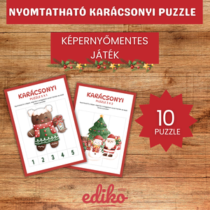Karácsonyi kirakó gyerekeknek � Nyomtatható ünnepi logikai játékcsomag � 10 darab puzzle 4 nehézségi szinten (ovisoknak, - Meska.hu
