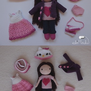 Hello Kitty sapkás, öltöztethető horgolt kislány baba - játék & sport - baba & babaház - öltöztethető baba - Meska.hu